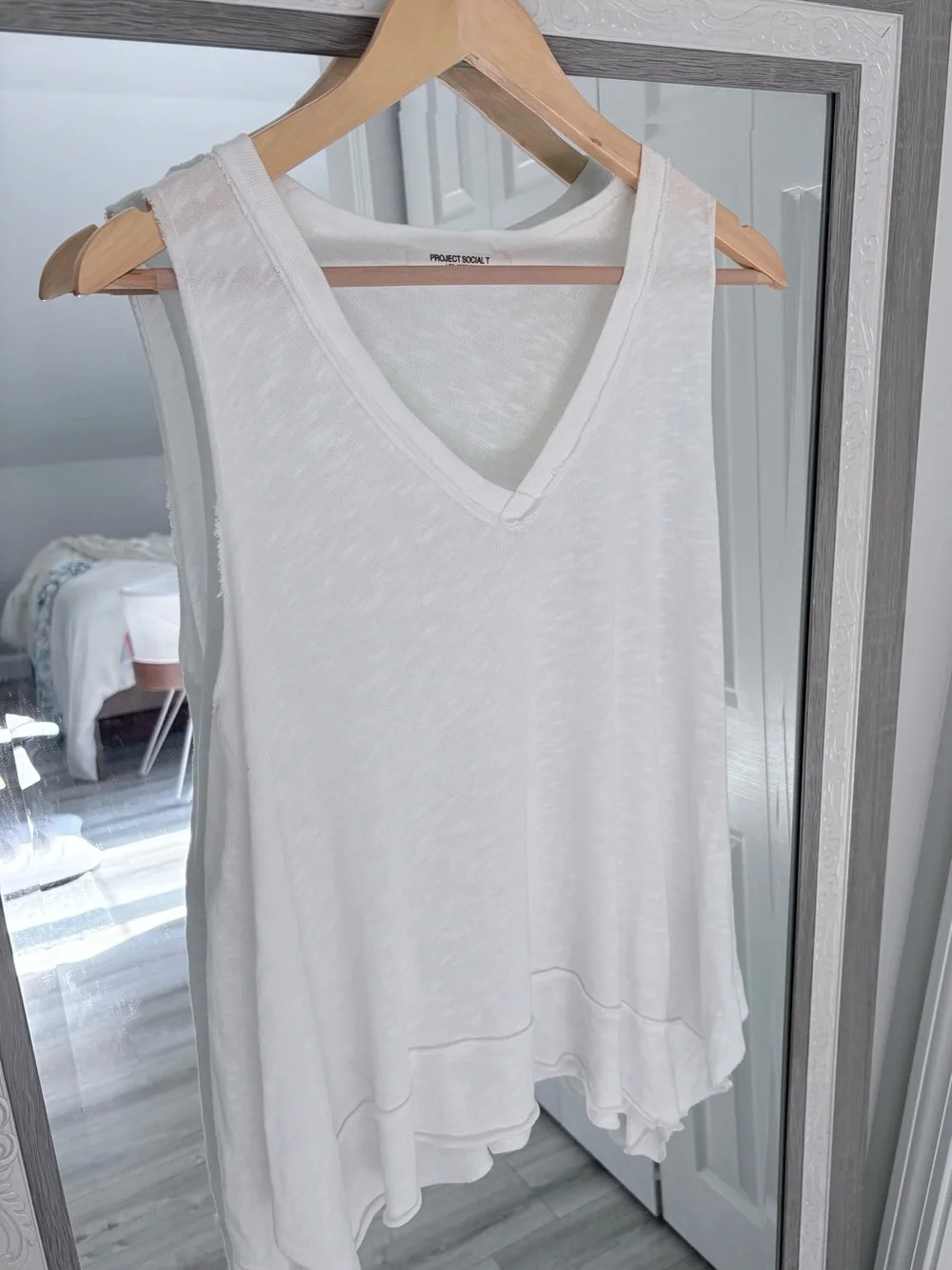 Project Social T White Asymmetrical Tank - Picture 1 of 4